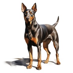 Doberman clipart. Ai watercolor art illustration. Detailed illustration