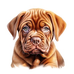 Obraz premium Dogue de Bordeaux Puppy clipart. Digital watercolor clipart. Detailed illustration