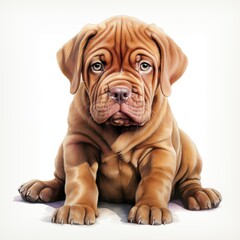 Obraz premium Dogue de Bordeaux Puppy clipart. Creative generative watercolor illustration. Detailed illustration