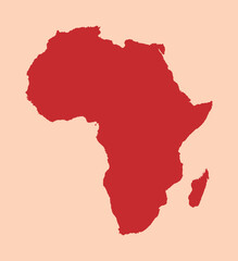 Fototapeta premium Africa simple flat red map