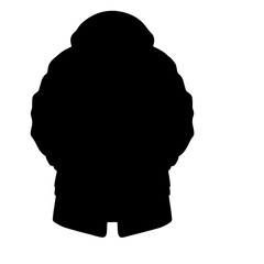 Winter jacket silhouette vector sign design.