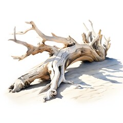 Fototapeta premium Driftwood clipart. Digital watercolor clipart. Detailed illustration