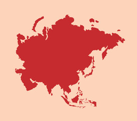 Asia simple flat red map