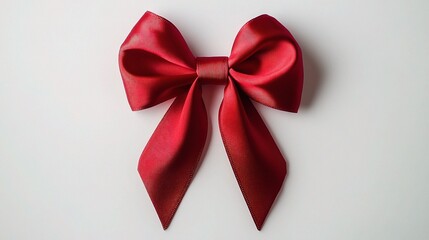 Stylish Bright Red Ribbon Tied in Bow Isolated on White Background