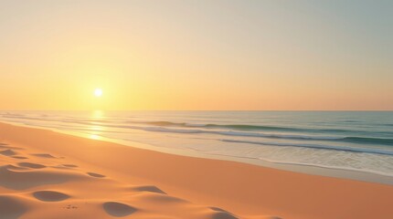 Obraz premium Golden Sunrise Beach: Serene Coastal Landscape