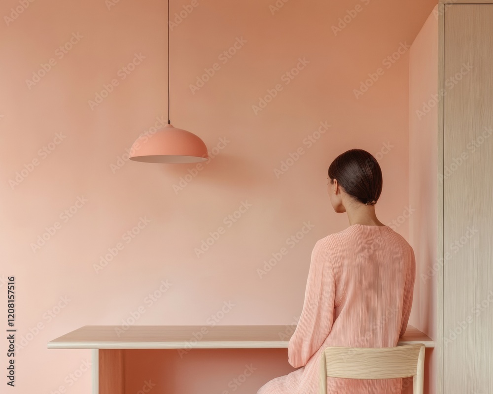 Poster minimalist harmony soft tones and modern design in urban workspace