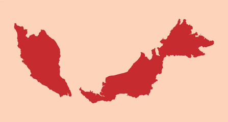 Malaysia simple flat red map