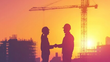Construction Collaboration at Sunrise: Teamwork in Building Future