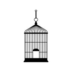 Empty open bird cage icon silhouette vector illustration design.