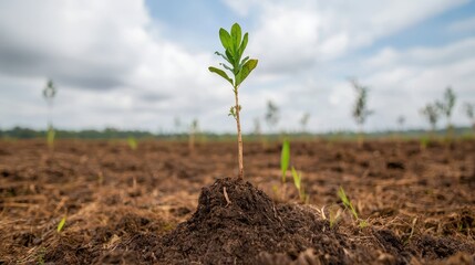 Tree planting initiative in deforested area promoting environmental restoration and sustainable growth