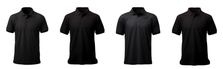 Black polo shirt fashion png cut out element set, transparent background