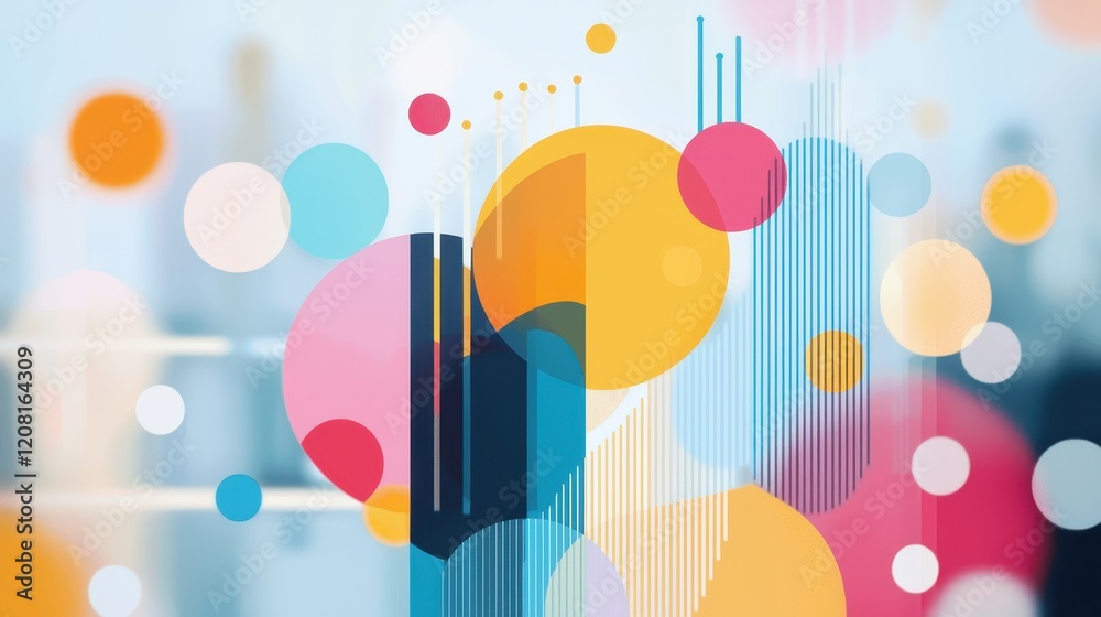 Poster abstract visual representation of data analytics concepts using vibrant colors and shapes for modern