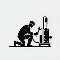 Vector of a mechanic repairing a machine.