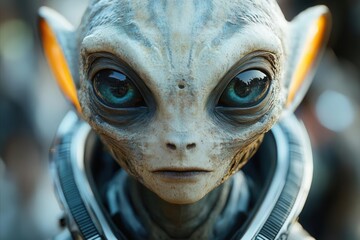 closeup of an alien figure inside a ufo evoking a sense of otherworldly horror with intricate details showcasing advanced technology and eerie atmosphere