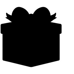 Black gift box silhouette vector.