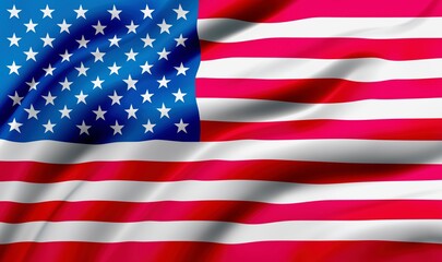 Fototapeta premium Flag of United States blowing in the wind. full page flying flag, 3d illustration