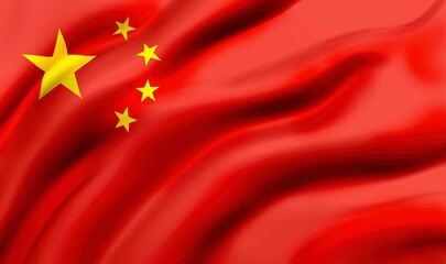 Flag of China blowing in the wind. full page flying flag, 3d illustration