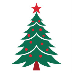 Fototapeta premium Christmas tree vector art illustration icon logo