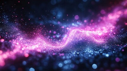 Fototapeta premium Abstract pink and blue particle wave.