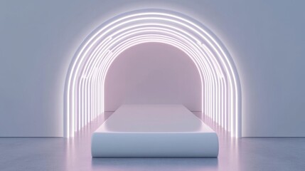 Obraz premium Modern Minimalist Exhibition Space with Neon Lighting