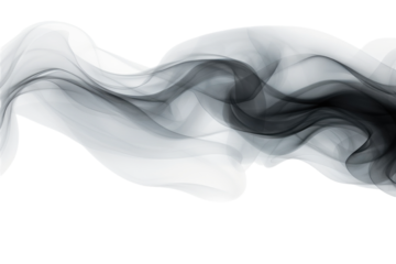 Flowing black smoke creates an ethereal and abstract design, perfect for modern backgrounds or artistic projects isolated on transparent background