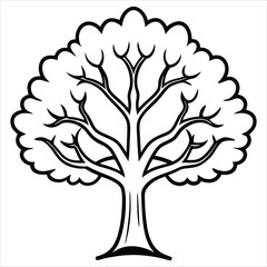 Oak tree vector art illustration icon logo