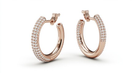 Classic hoop earrings adorned with small pave diamonds generative ai