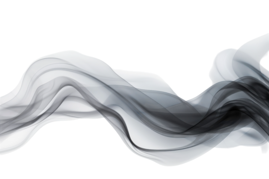 Abstract black and gray wispy lines flowing across a light background create a sense of fluid movement and elegance isolated on transparent background - Powered by Adobe