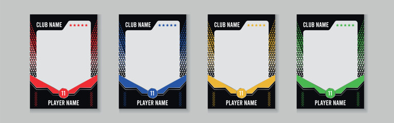 Trading card template design for sports, picture frame for player performance, photo frame or border collection for hockey, basketball and football player, sports flyer design, template eps 10.