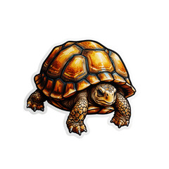 Fototapeta premium Colorful Cartoon Tortoise Illustration with Detailed Shell Design on Black Background