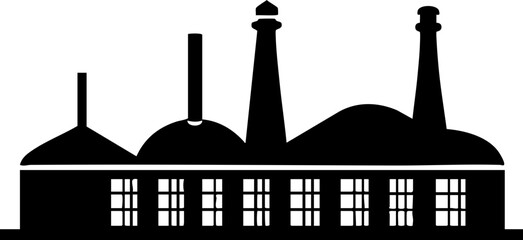 Vector illustration of a factory silhouette with chimneys, perfect for industrial themes and presentations.