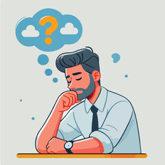 a boy is thinking vector