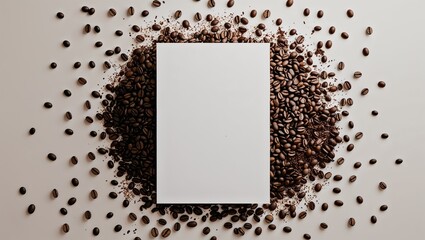 card paper writing white background for text on white card frame with coffee beans background