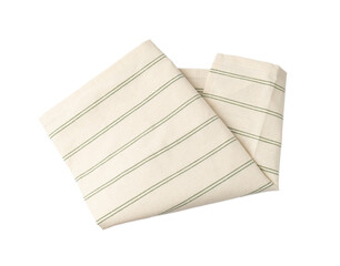 White Striped Napkin Cloth Isolated, Vintage Folded Tablecloth, Natural Eco Textile, Cotton Napkin