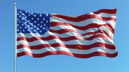 Majestic American Flag Waving Proudly in the Sky