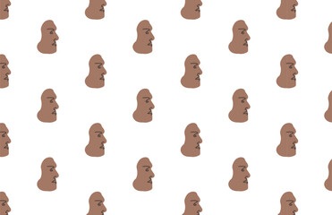 pattern abstract silhouette of a person's face in trendy mocha mousse color