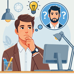 a boy is thinking vector