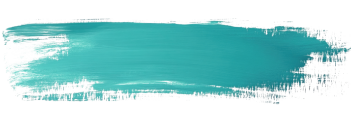 Vibrant turquoise brush stroke on white background in abstract style
