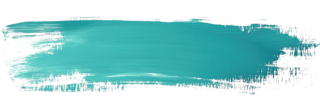 Vibrant turquoise brush stroke on white background in abstract style