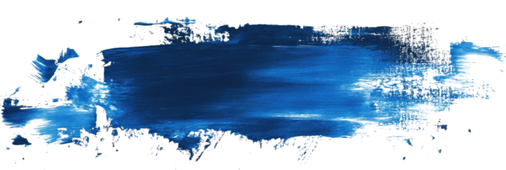 Ultramarine blue abstract paint stroke on a white background