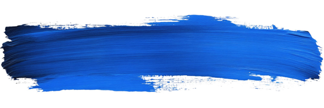 Abstract ultramarine blue brush stroke on a white background creating visual interest