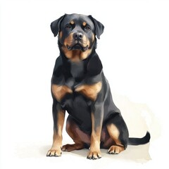 Obraz premium Majestic rottweiler dog portrait on white background