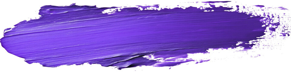 Vivid purple paint brush stroke on a white background in abstract style