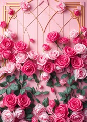 A backdrop of many roses in different shades of pink for wedding or romantic background valentines backdrop love heart valentine vector romantic day holiday