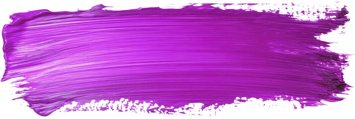 Vivid purple paint brush stroke on transparent background in abstract style