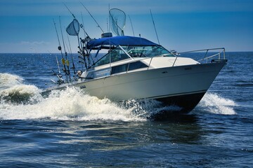 Naklejka premium Boat on Lake Michigan