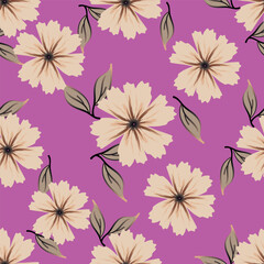 Daisy flower vector illustration in seamless pattern. Watercolor artwork design
