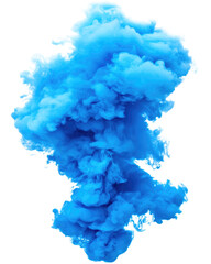 Fototapeta premium Thick blue smoke cloud on a white background creating a striking visual contrast