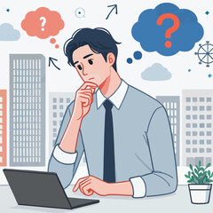 a boy is thinking vector