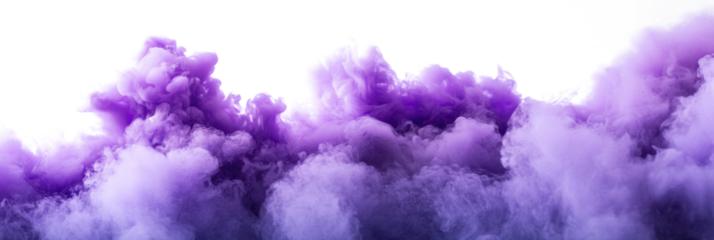 Thick purple smoke envelops a clean white background for artistic expression